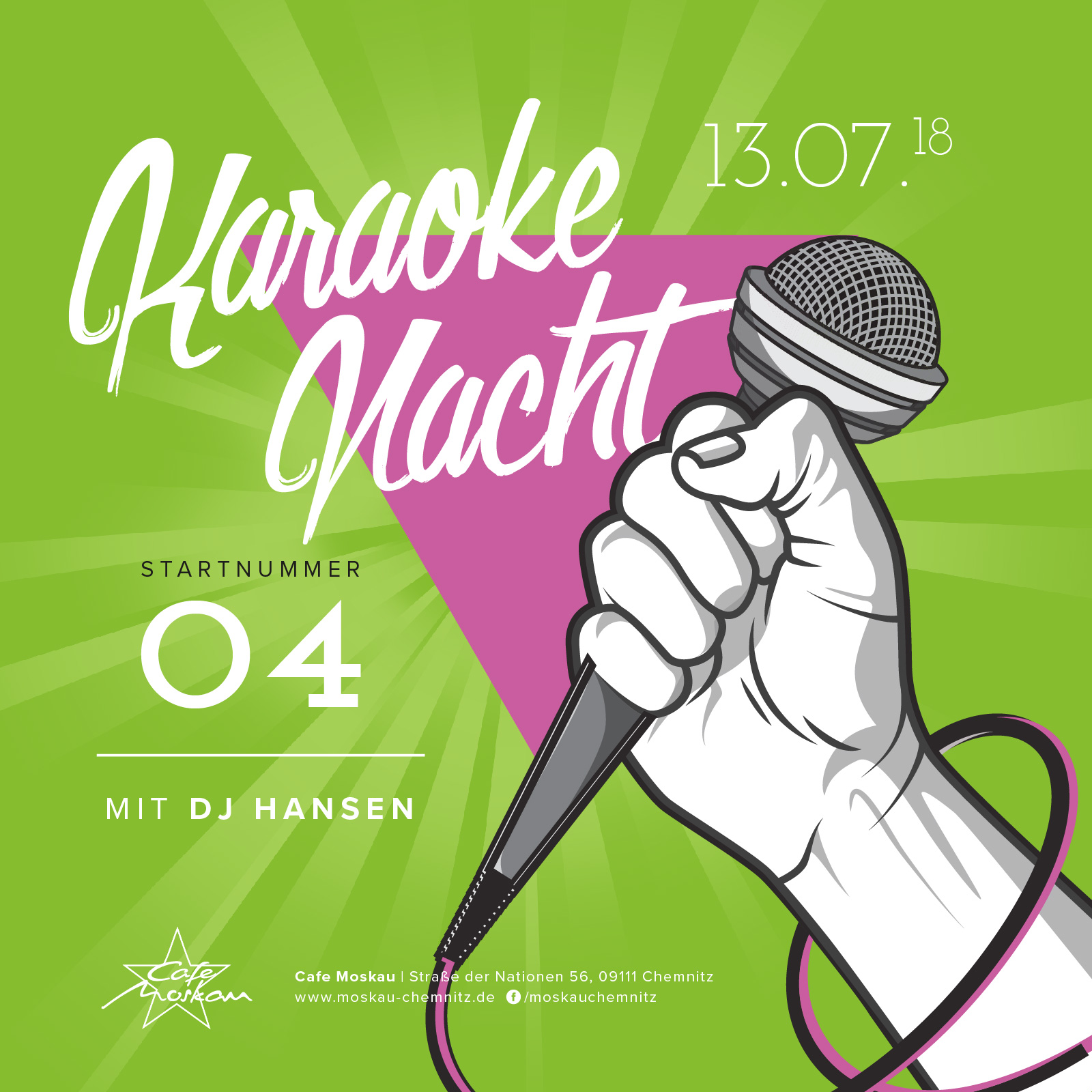 Karaoke Nacht Startnummer 4  Angebote Cafe Moskau